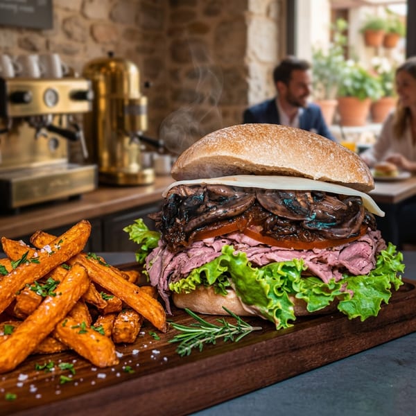 Gourmet French sandwich with chips at Little Provence Cafe in Arcadia